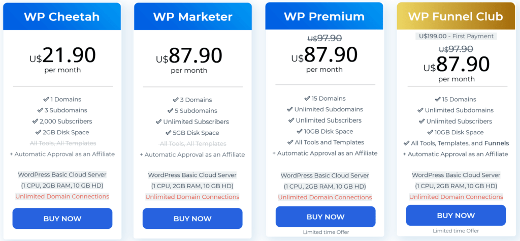 Builderall WordPress Pricing Table